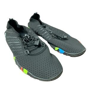 Simari Womens 11.5 Men 10 Black Mesh Lace Up Water Shoes Barefoot Aqua Socks